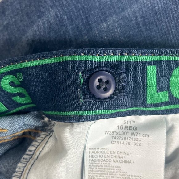 Levis 511 Jeans Kids Adjustable Waist Boys Size 16 Reg Medium Wash - Picture 6 of 9